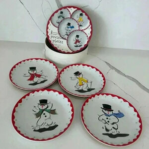 Boston Warehouse Singing In The Snow 4 Plate Set 2002